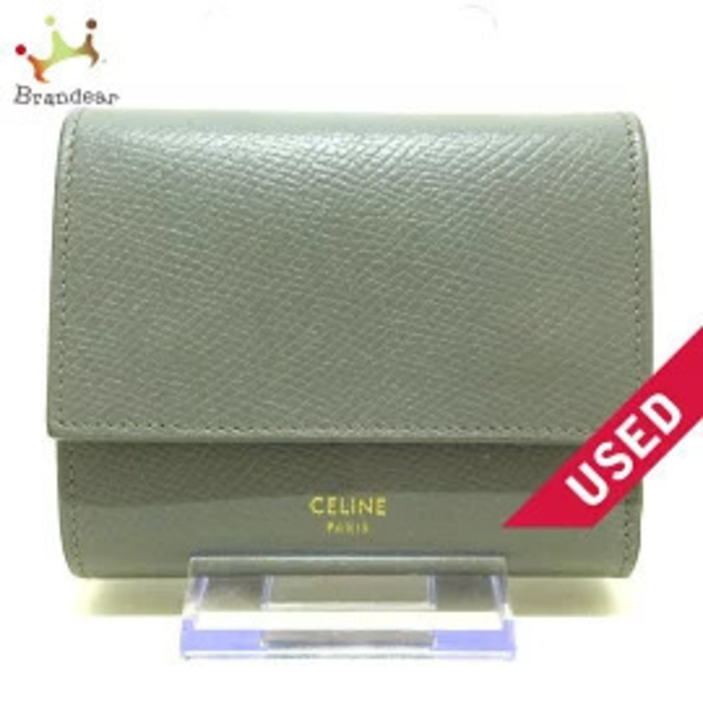 Celine Trifold Wallet Gray Leather